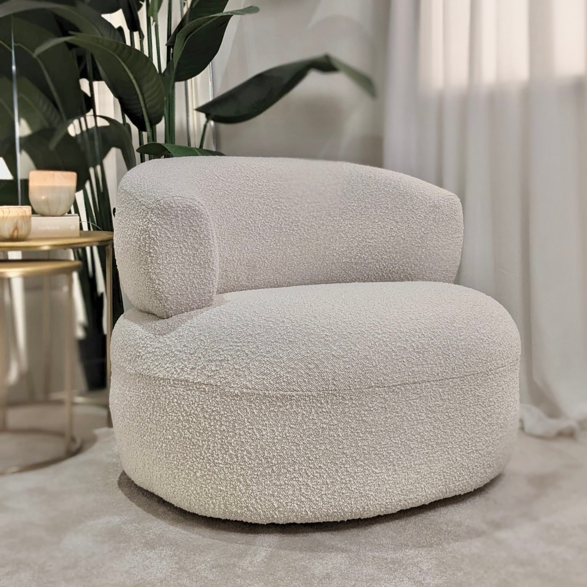 Nyra Ivory Boucle Accent Chair - Image 3