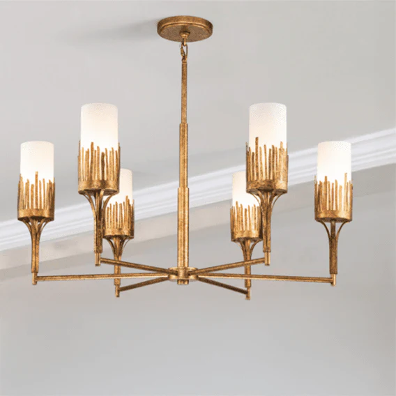 Nyx Antique Gold 6 Light Glass Ceiling Pendant