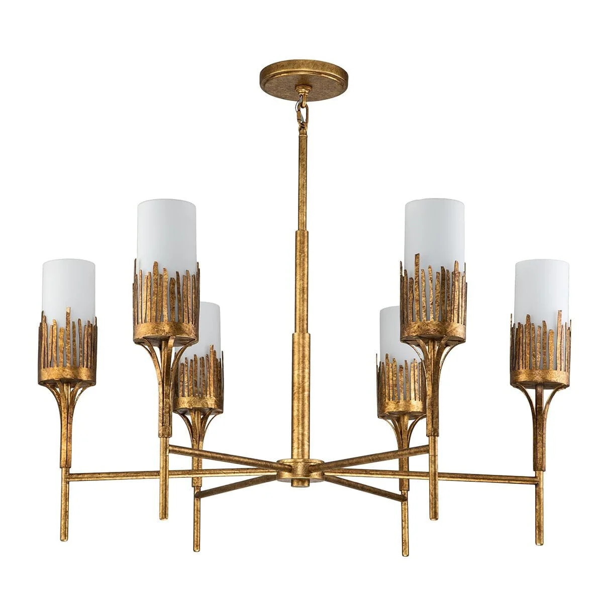 Nyx Antique Gold 6 Light Glass Ceiling Pendant - Image 3