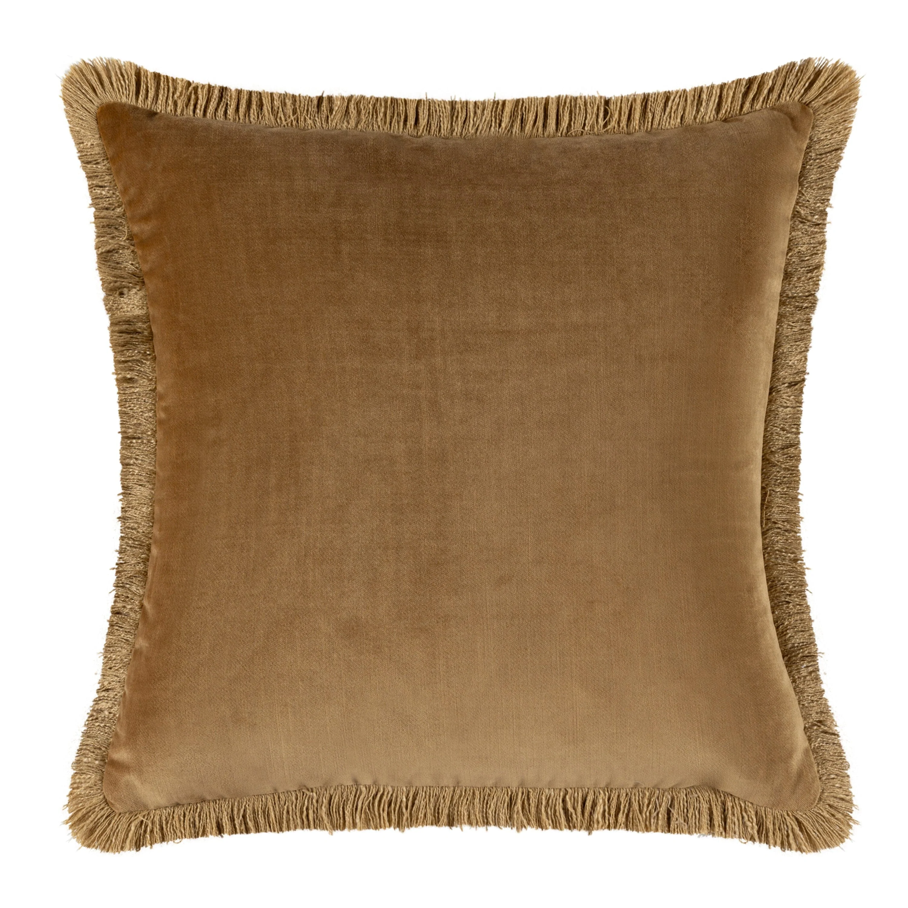 Odalys Amber Velvet Cushion with Fringe Detail- 43x43cm - Image 2