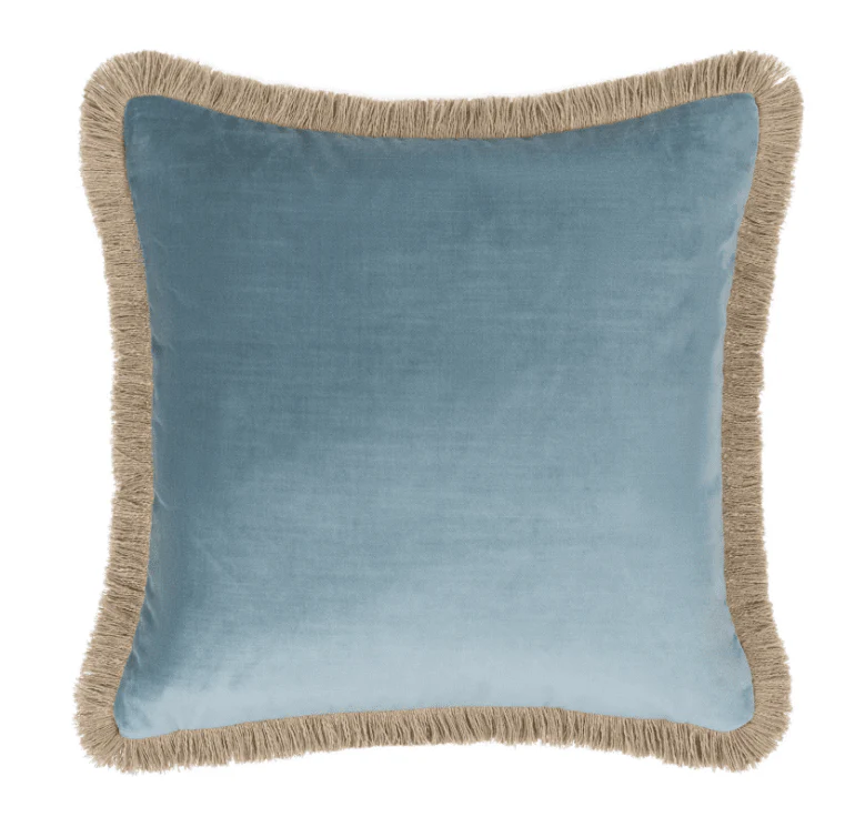 Odalys Baby Blue Cushion with Fringe Detail - 43x43cm - Image 2