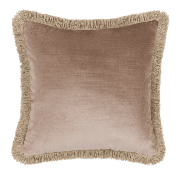 Odalys Dusky Pink Cushion with Fringe Detail - 43x43cm - Image 2