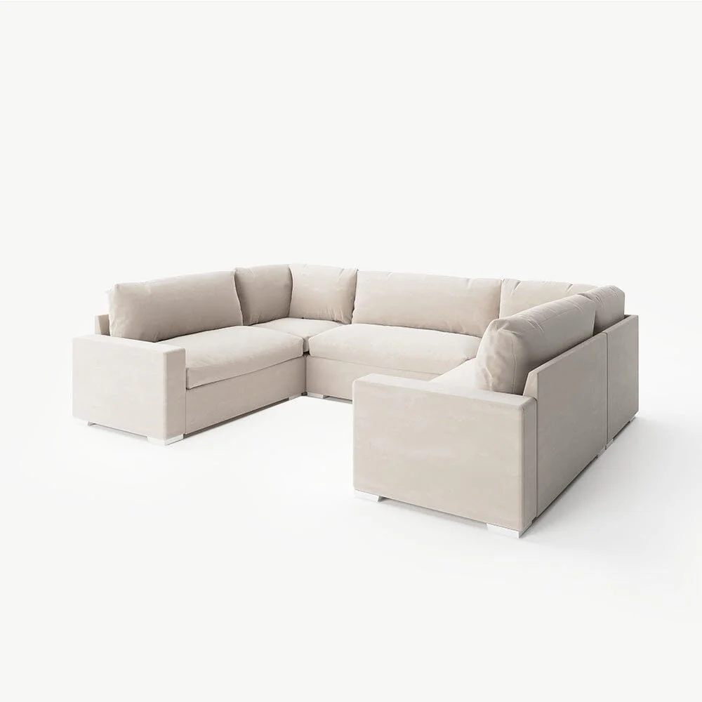 Olivia Cream Premium Large U-Shaped Sofa - Image 4