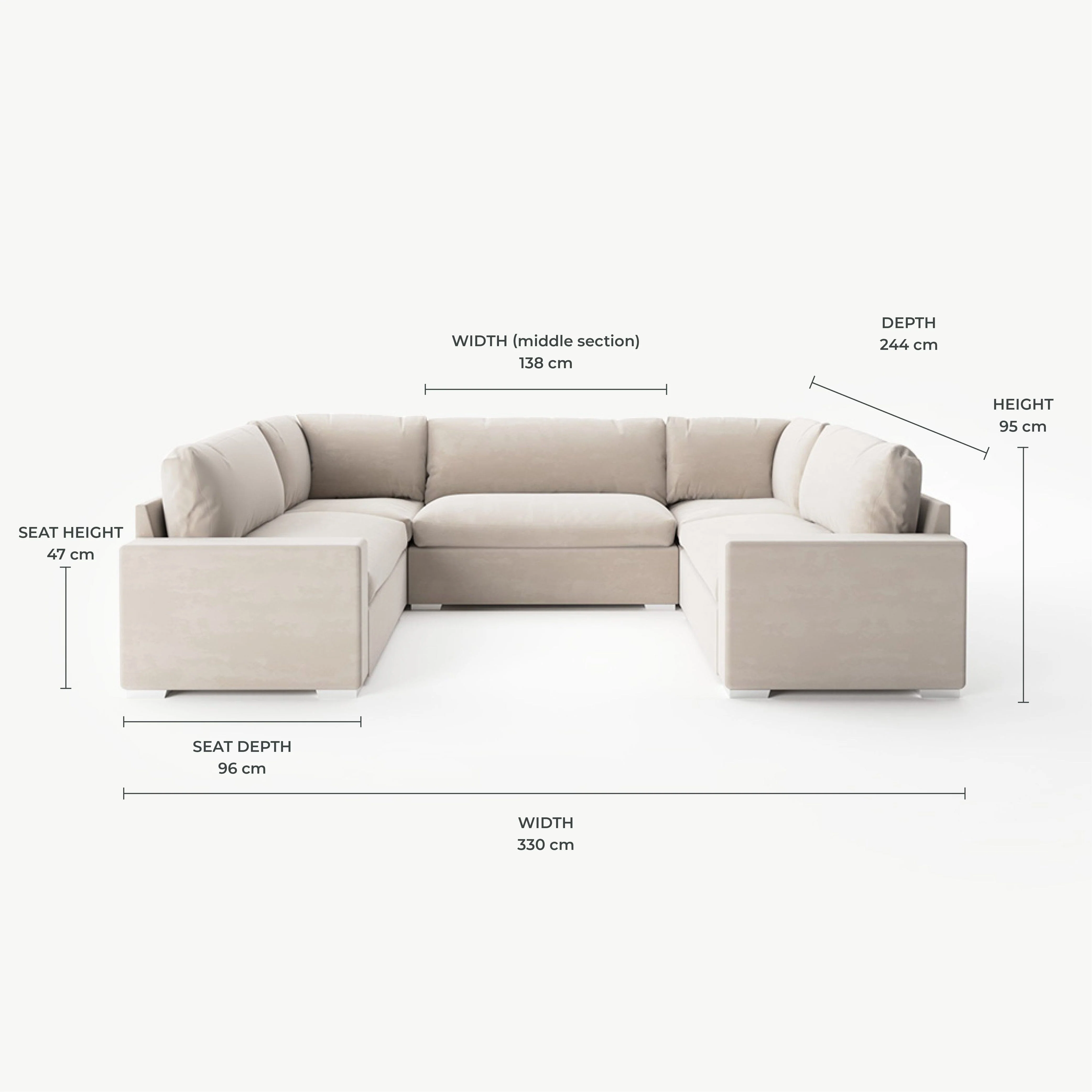 Olivia Cream Premium Large U-Shaped Sofa - Image 7