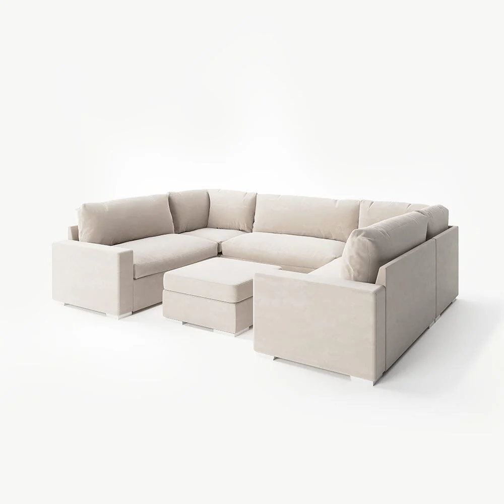 Olivia Cream Premium Large U-Shaped Sofa - Image 9