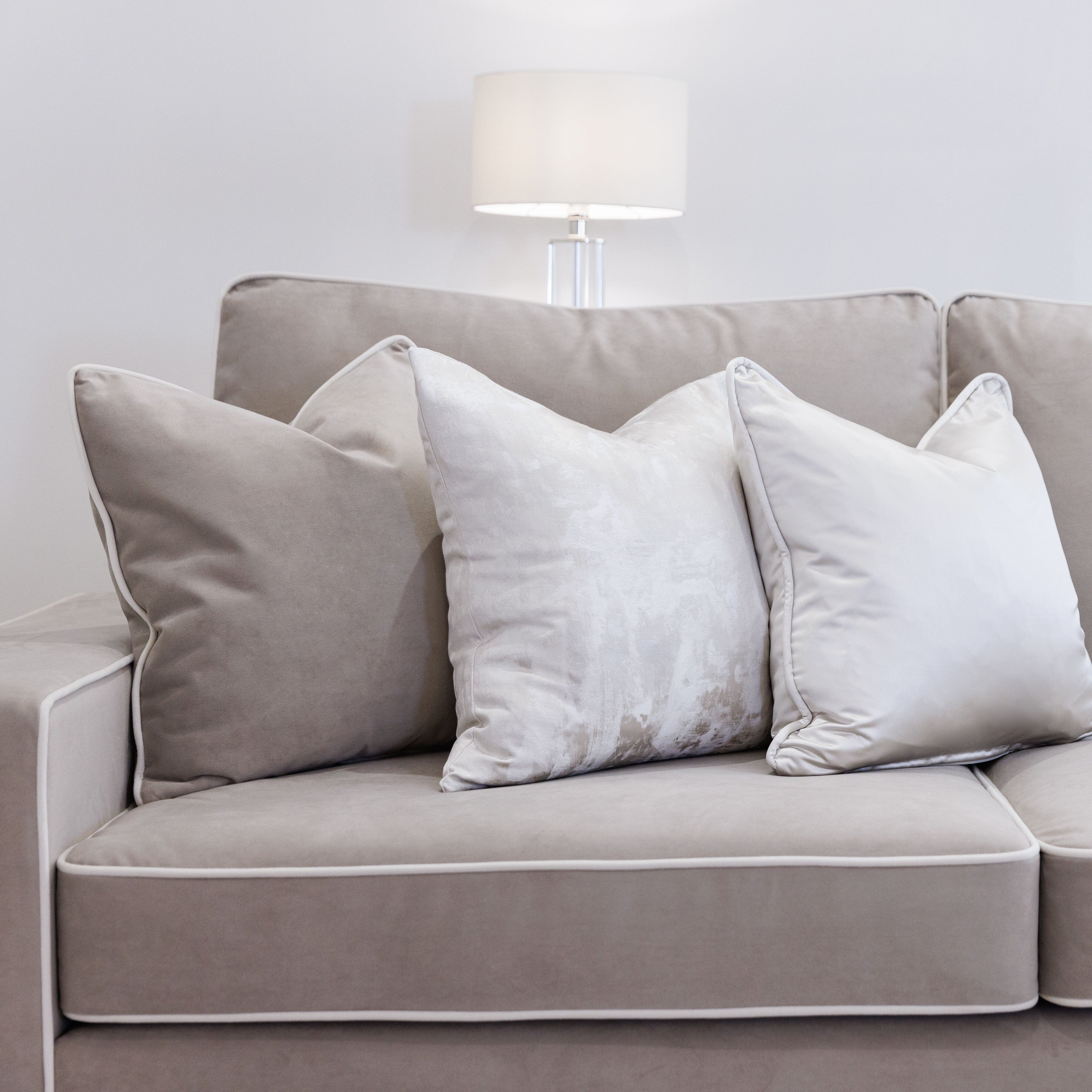 Olivia Mink Premium Sofa With Cream Piping - Image 4