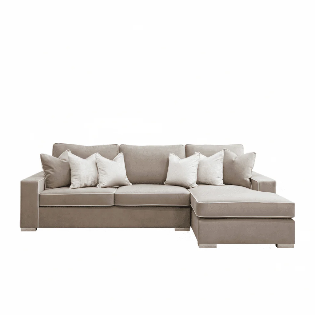 Olivia Mink Premium Sofa With Cream Piping - Image 8