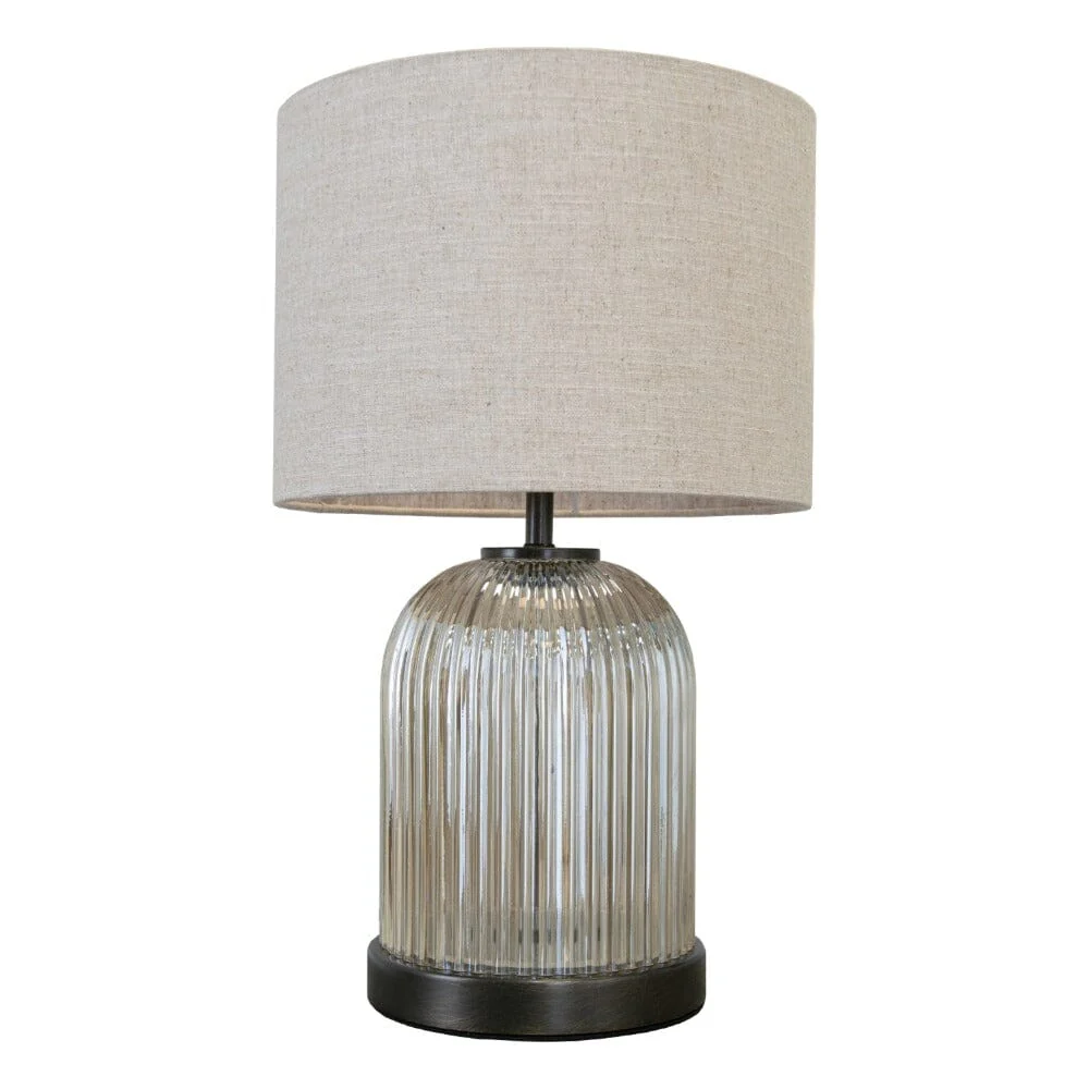 Olympia Ribbed Glass & Bronze Table Lamp - Image 3