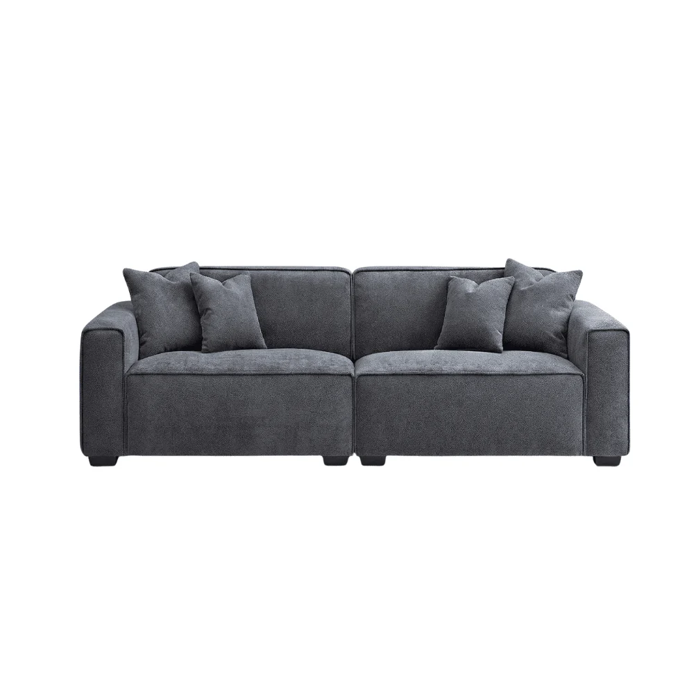 Ottilie Charcoal Boucle 3 Seater Sofa - Image 2