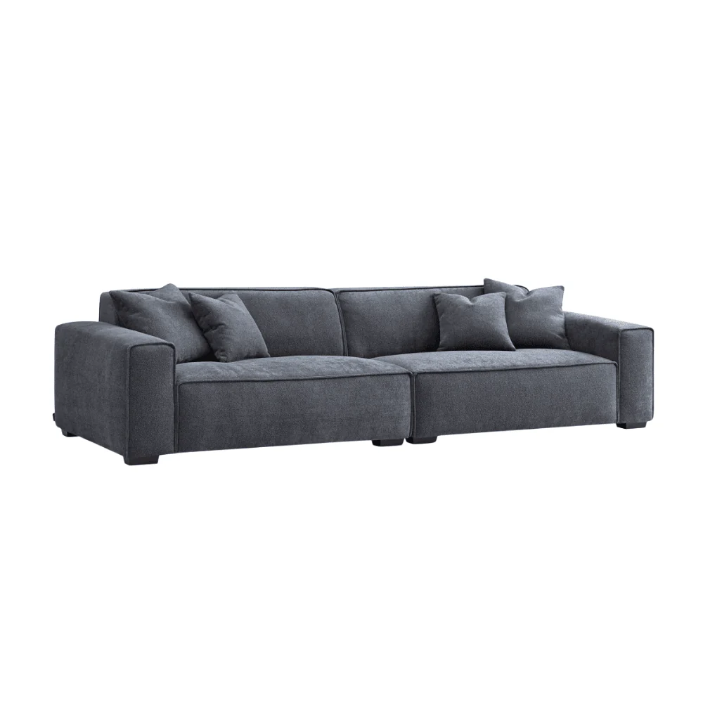 Ottilie Charcoal Boucle 4 Seater Sofa with Footstool - Image 3