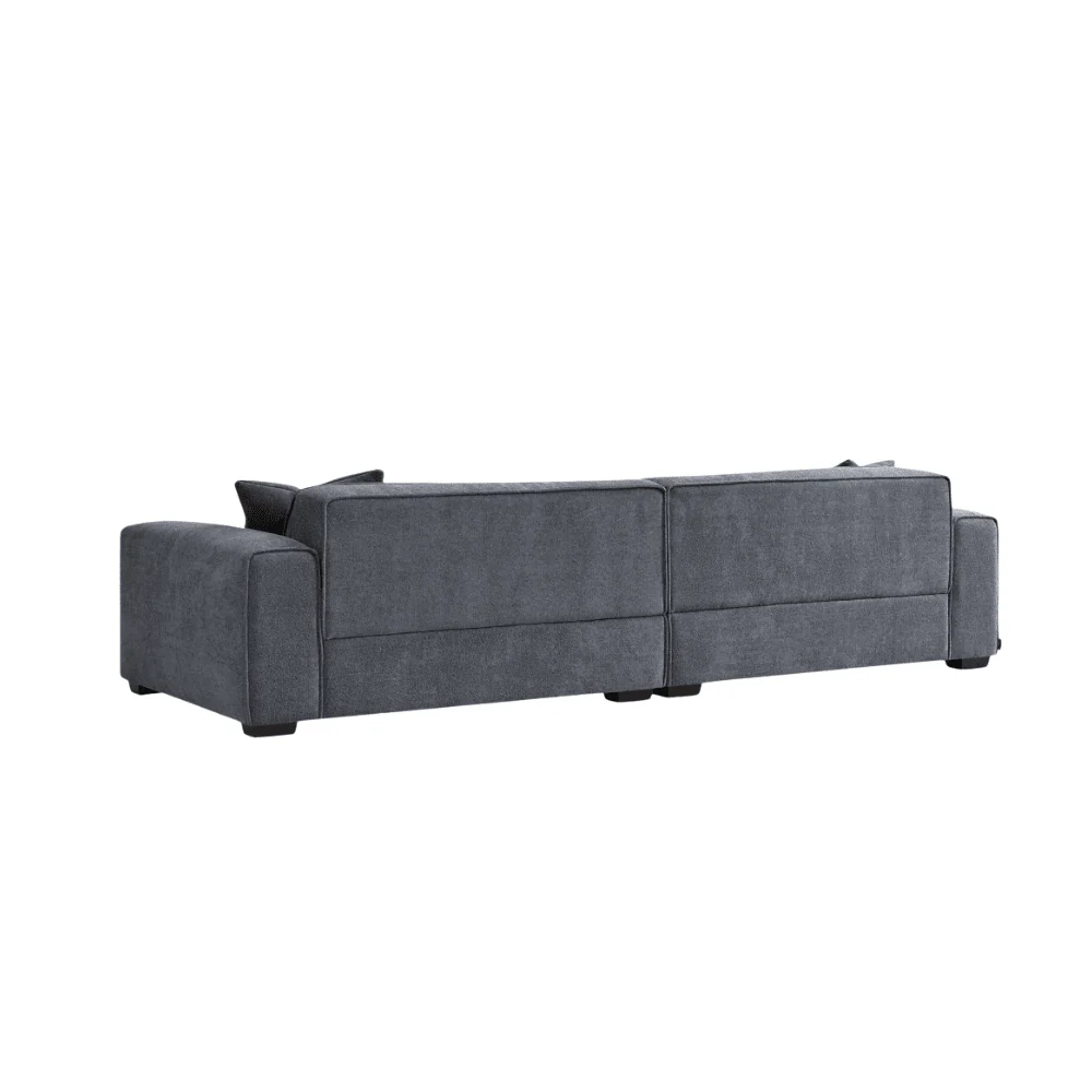 Ottilie Charcoal Boucle 4 Seater Sofa with Footstool - Image 4
