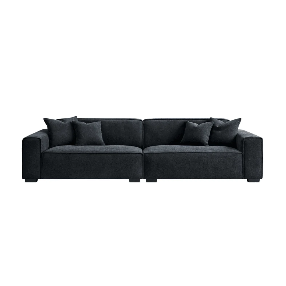 Ottilie Midnight Boucle 4 Seater Sofa with Footstool - Image 3