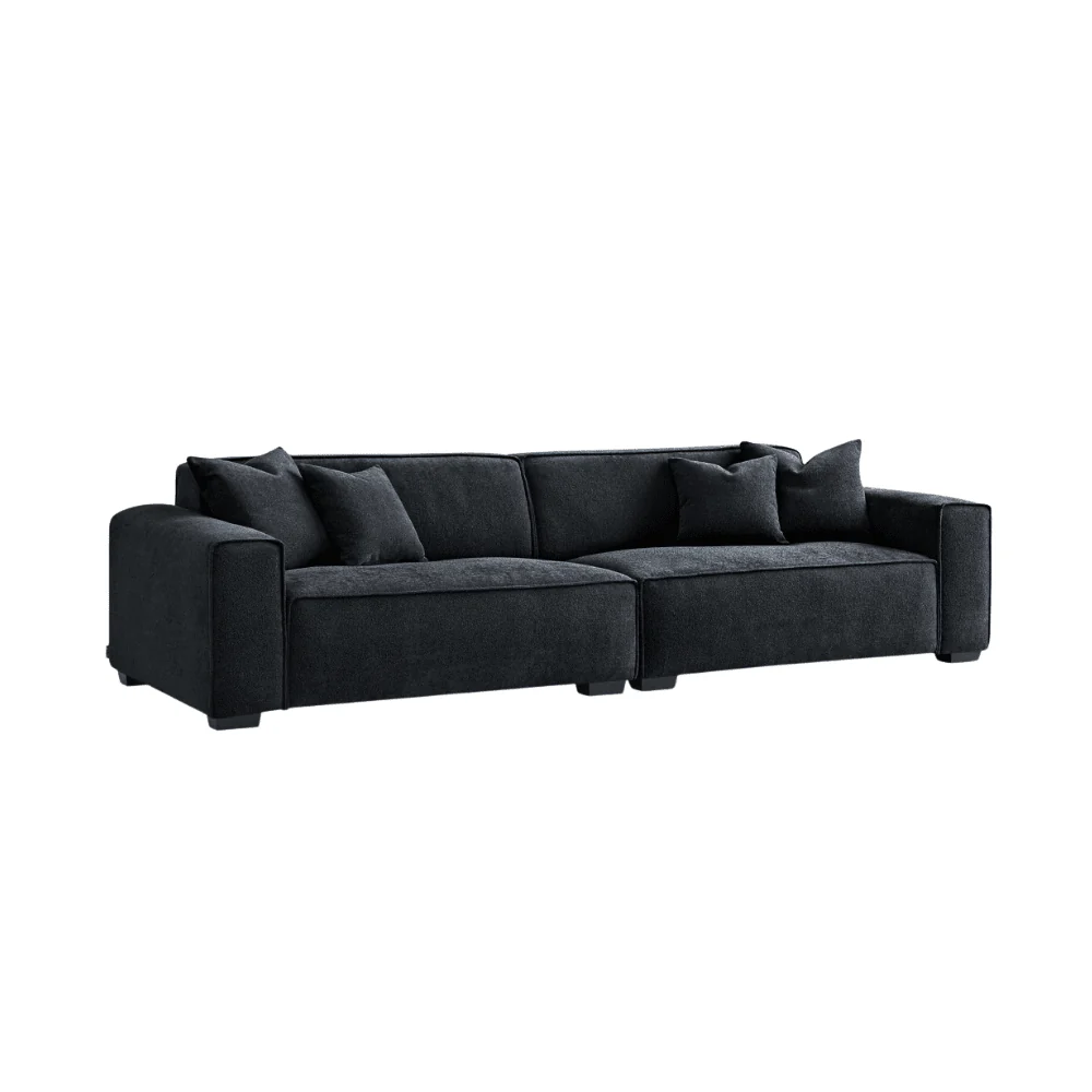 Ottilie Midnight Boucle 4 Seater Sofa with Footstool - Image 4