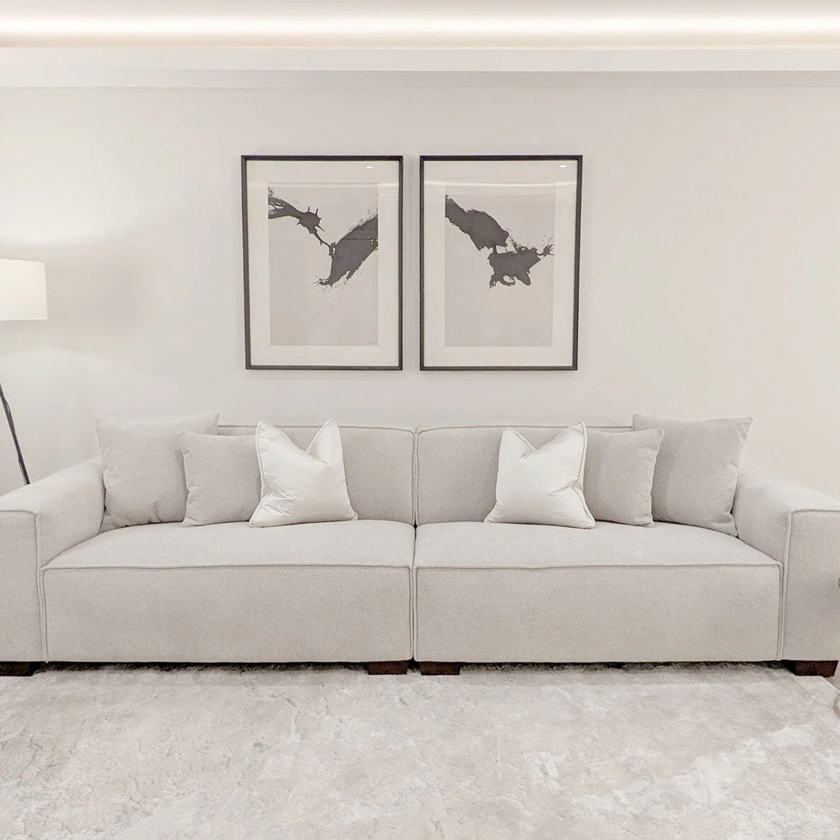 Ottilie Pebble Boucle 4 Seater Sofa with Footstool - Image 6