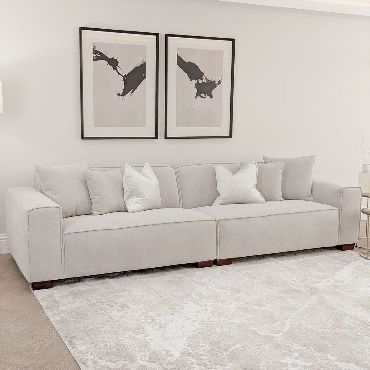 Ottilie Pebble Boucle 4 Seater Sofa with Footstool - Image 8