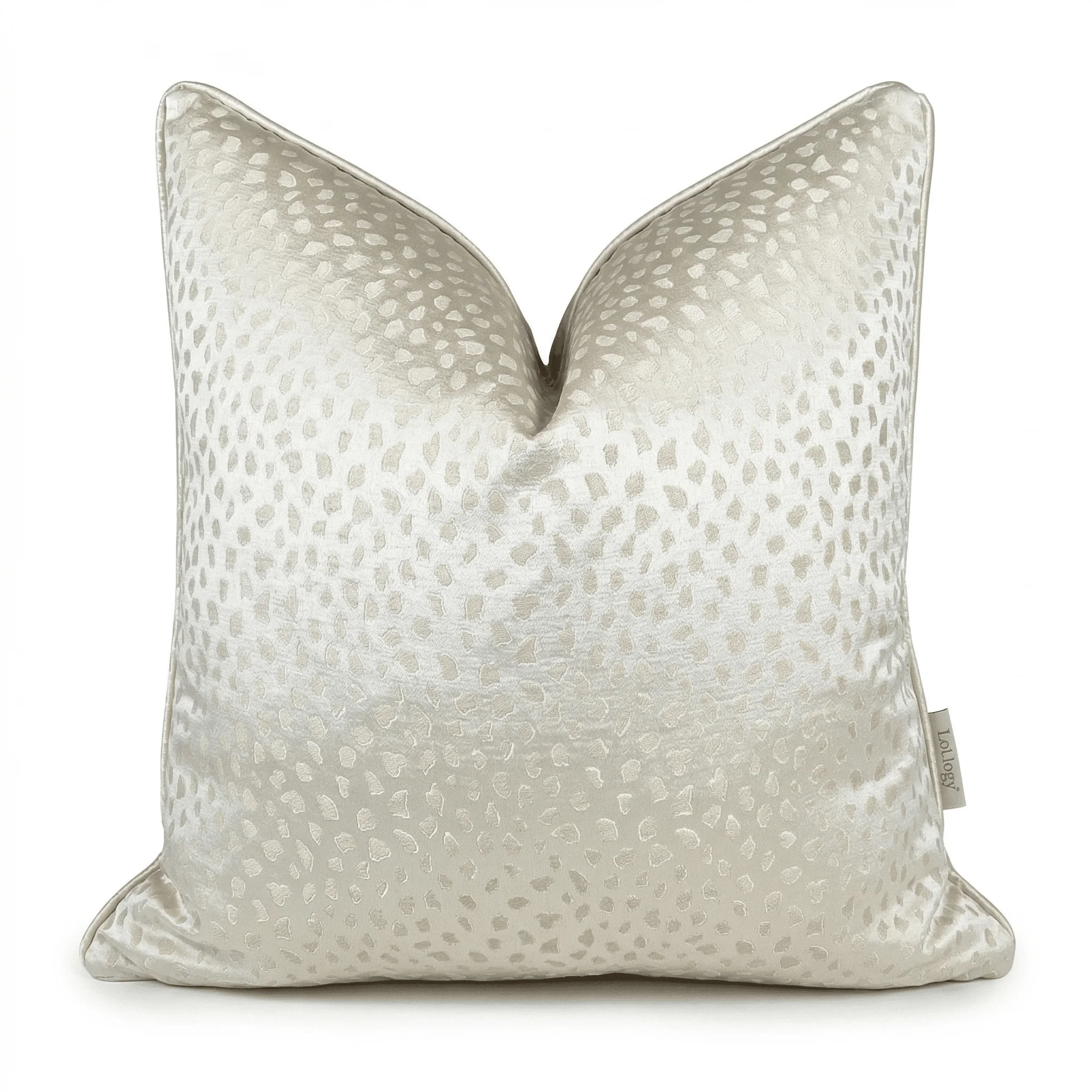 Panthera Ivory Cushion with Satin Pipe- 50x50cm - Image 3