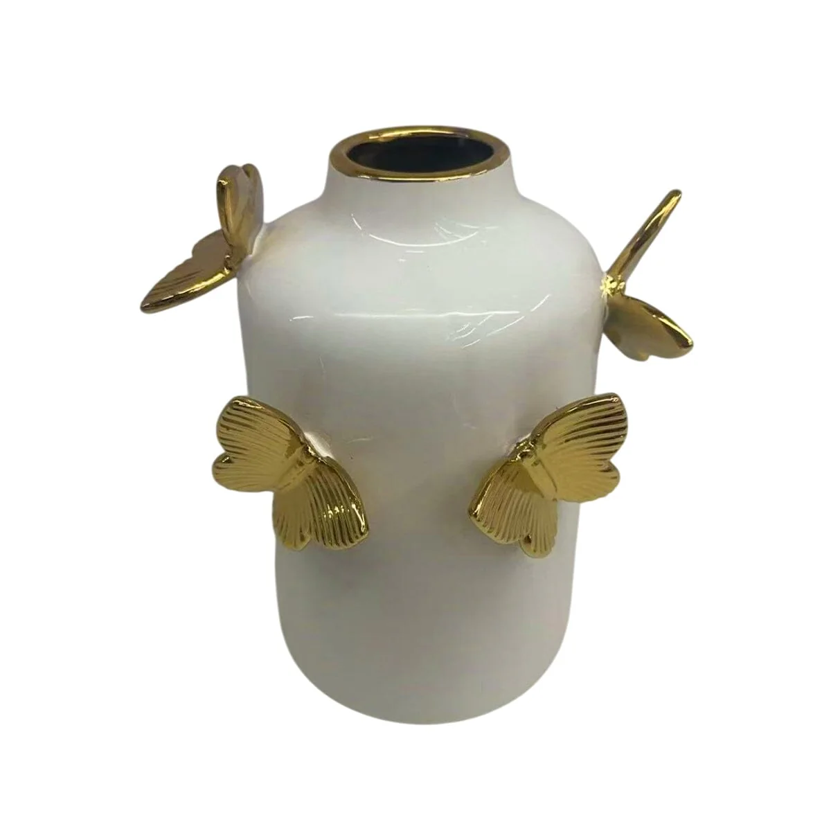 Papillon Cream & Gold Decorative Butterfly Vase - Image 2
