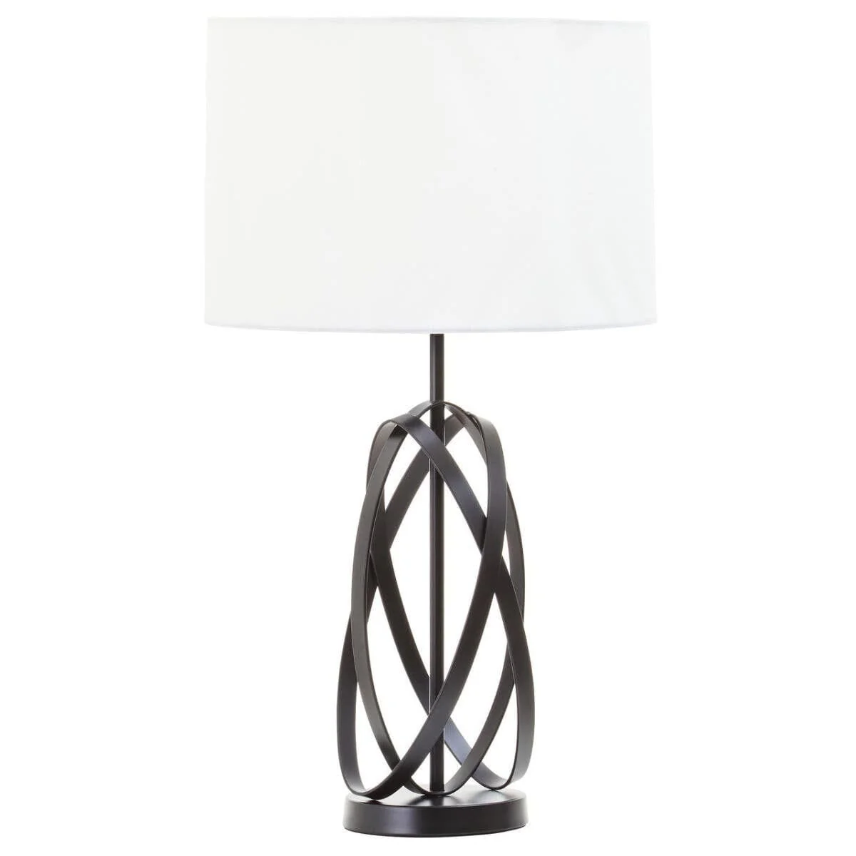 Pasadena Black Cross Base Table Lamp with White Linen Shade - Image 3