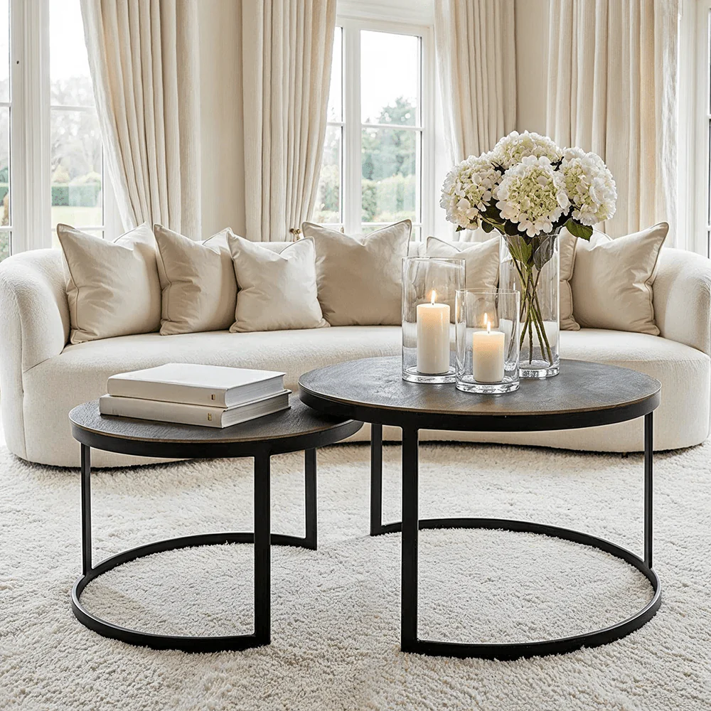 Pemberley Black & Antique Bronze Nested Coffee Tables