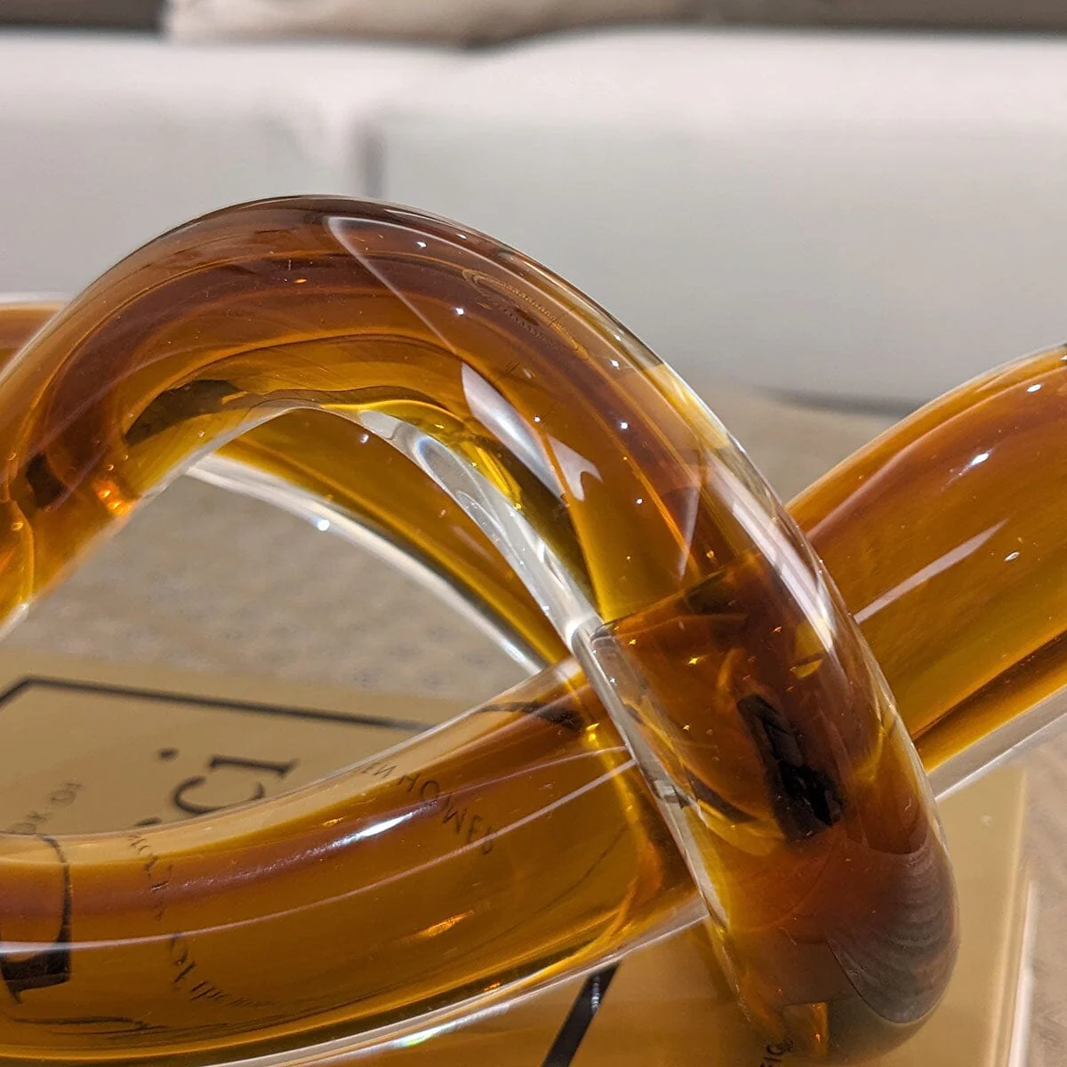 Penelope Amber Twisted Glass Knot Decorative Ornament - Image 3