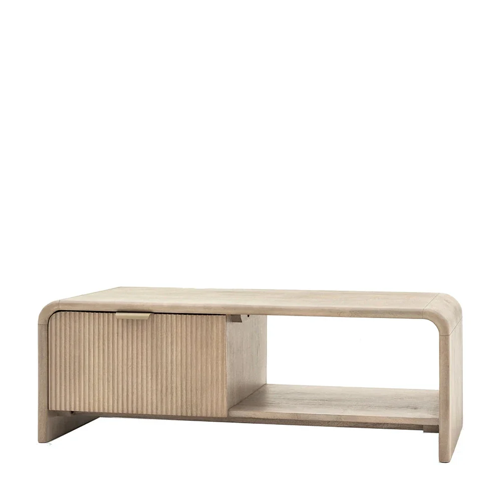 Penelope Luxury Ribbed Wooden 1 Door Coffee Table - Image 5