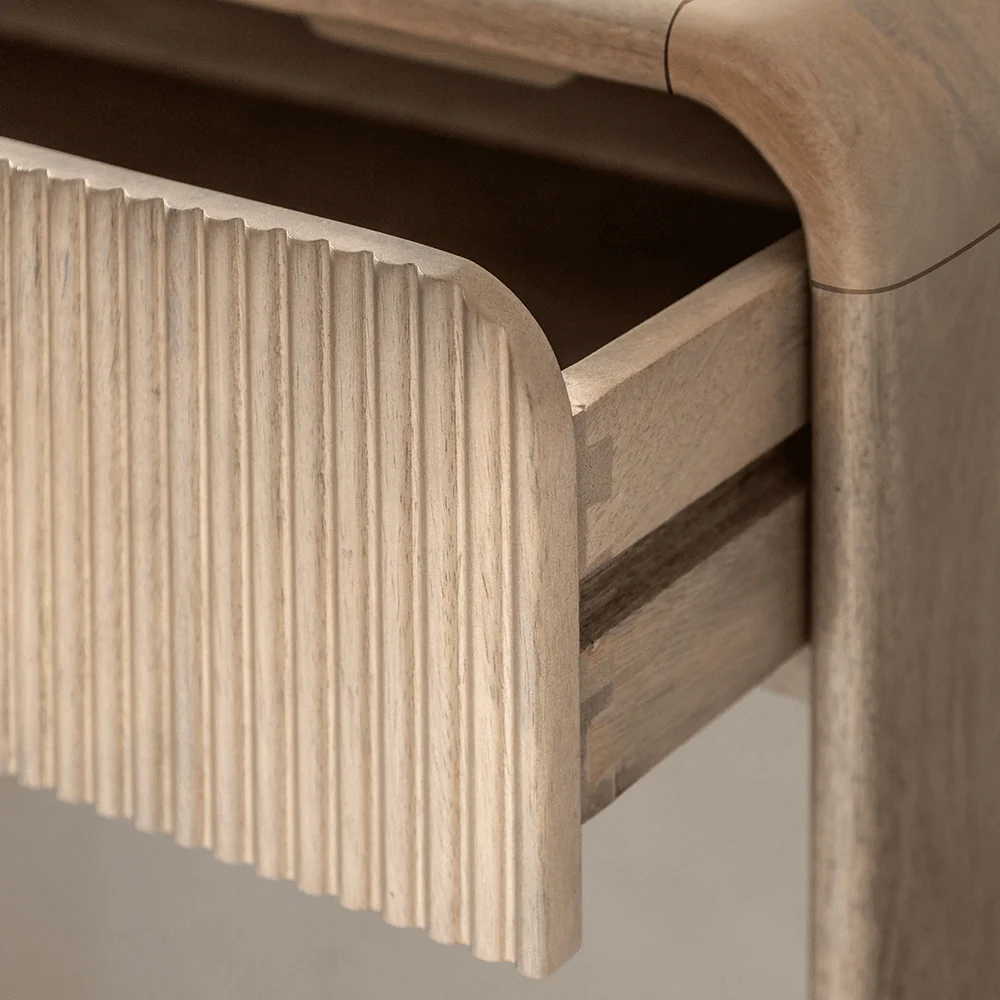 Penelope Luxury Ribbed Wooden 2 Drawer Console Table - Image 2