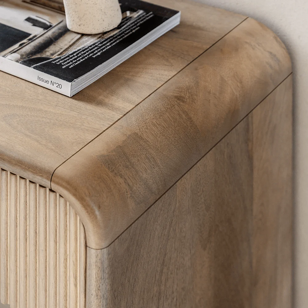 Penelope Luxury Ribbed Wooden 2 Drawer Console Table - Image 3
