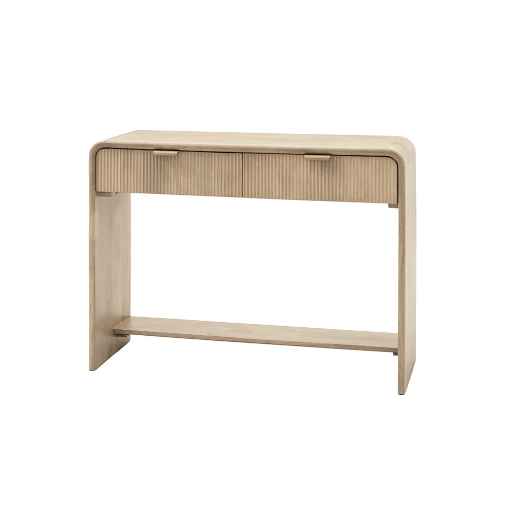 Penelope Luxury Ribbed Wooden 2 Drawer Console Table - Image 4