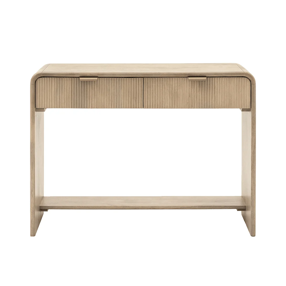 Penelope Luxury Ribbed Wooden 2 Drawer Console Table - Image 5