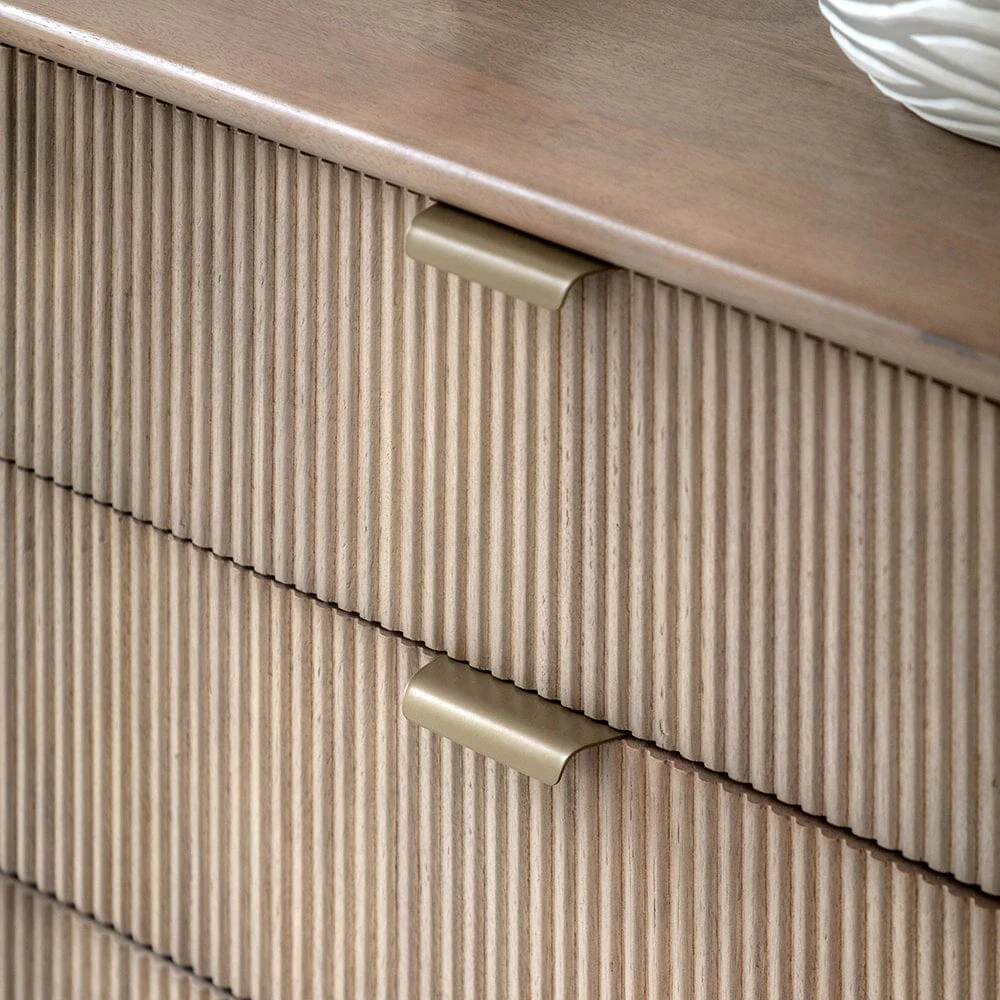 Penelope Luxury Ribbed Wooden 6 Drawer Chest - Image 2