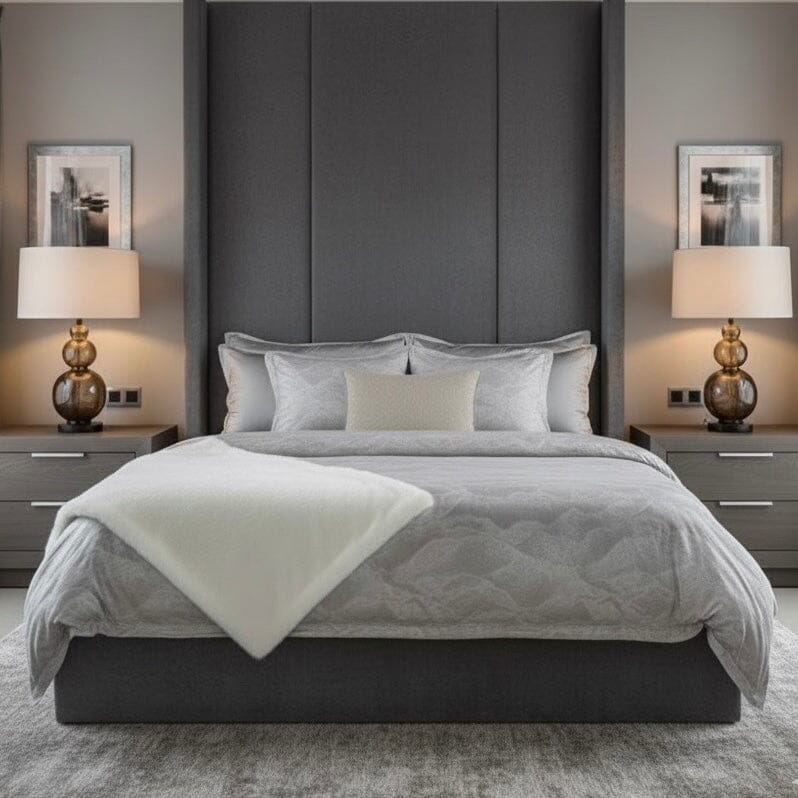 Petunia Grey & Silver Cloud Print Duvet Set