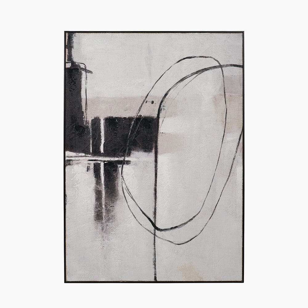Phoebe Monochrome Abstract Canvas Wall Art with Black Frame - Image 4