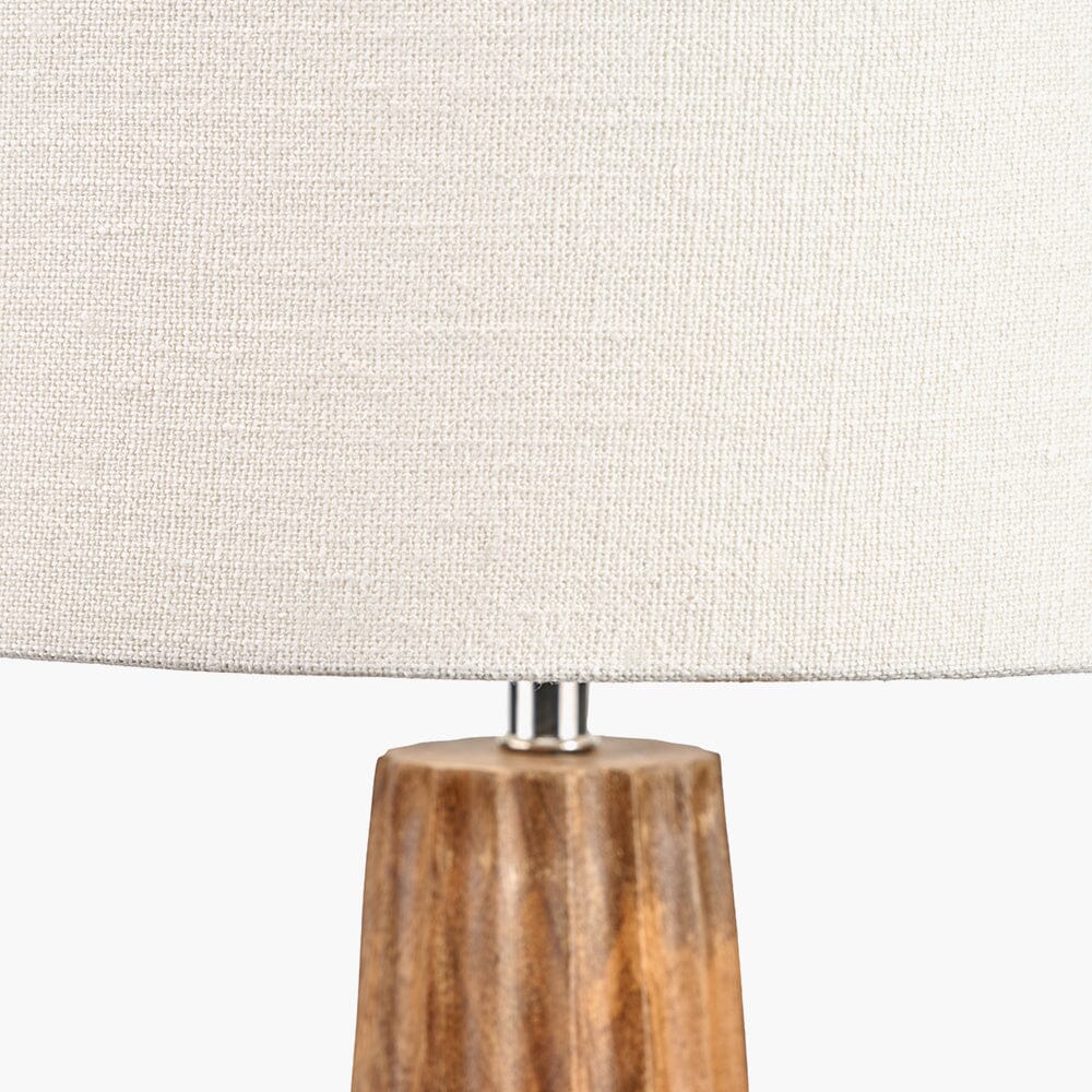 Phoebe Natural Mango Wood Table Lamp with Cream Shade - Image 2