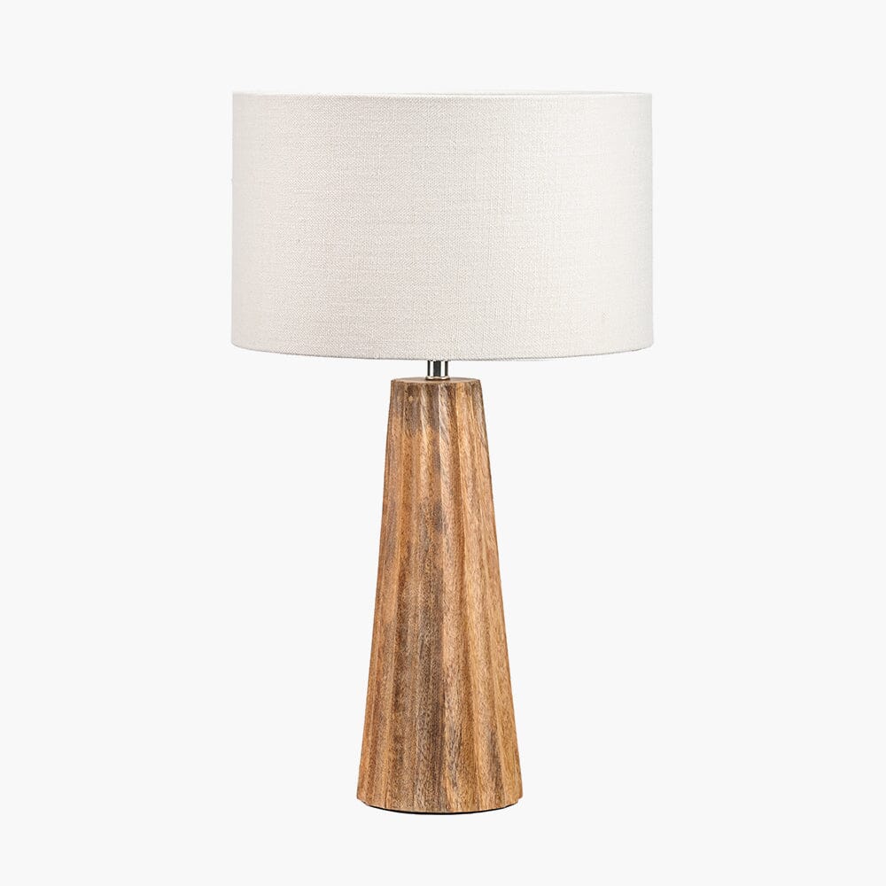 Phoebe Natural Mango Wood Table Lamp with Cream Shade - Image 3