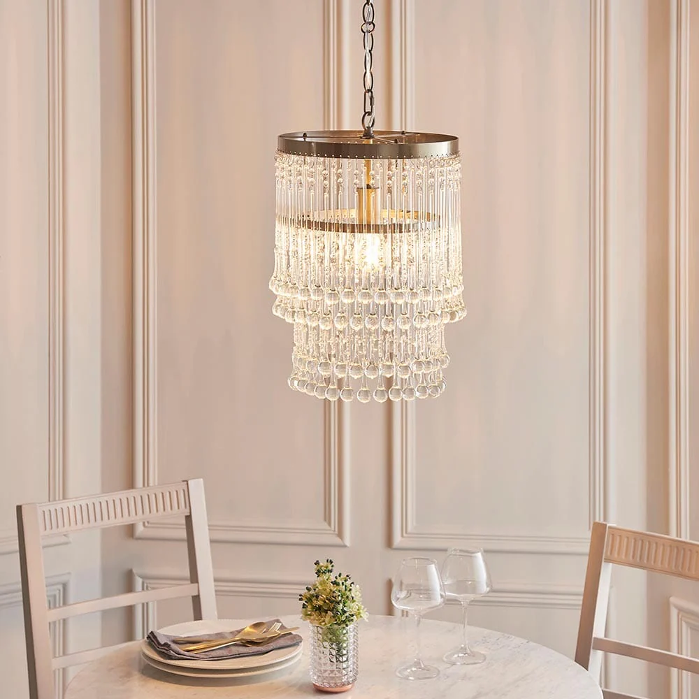 Pippa Antique Brass & Clear Glass Droplet Pendant Ceiling Light