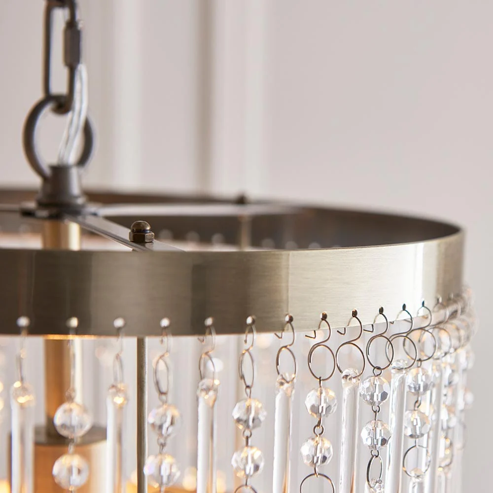 Pippa Antique Brass & Clear Glass Droplet Pendant Ceiling Light - Image 2