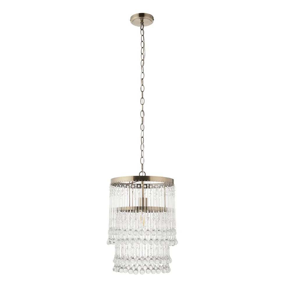 Pippa Antique Brass & Clear Glass Droplet Pendant Ceiling Light - Image 5