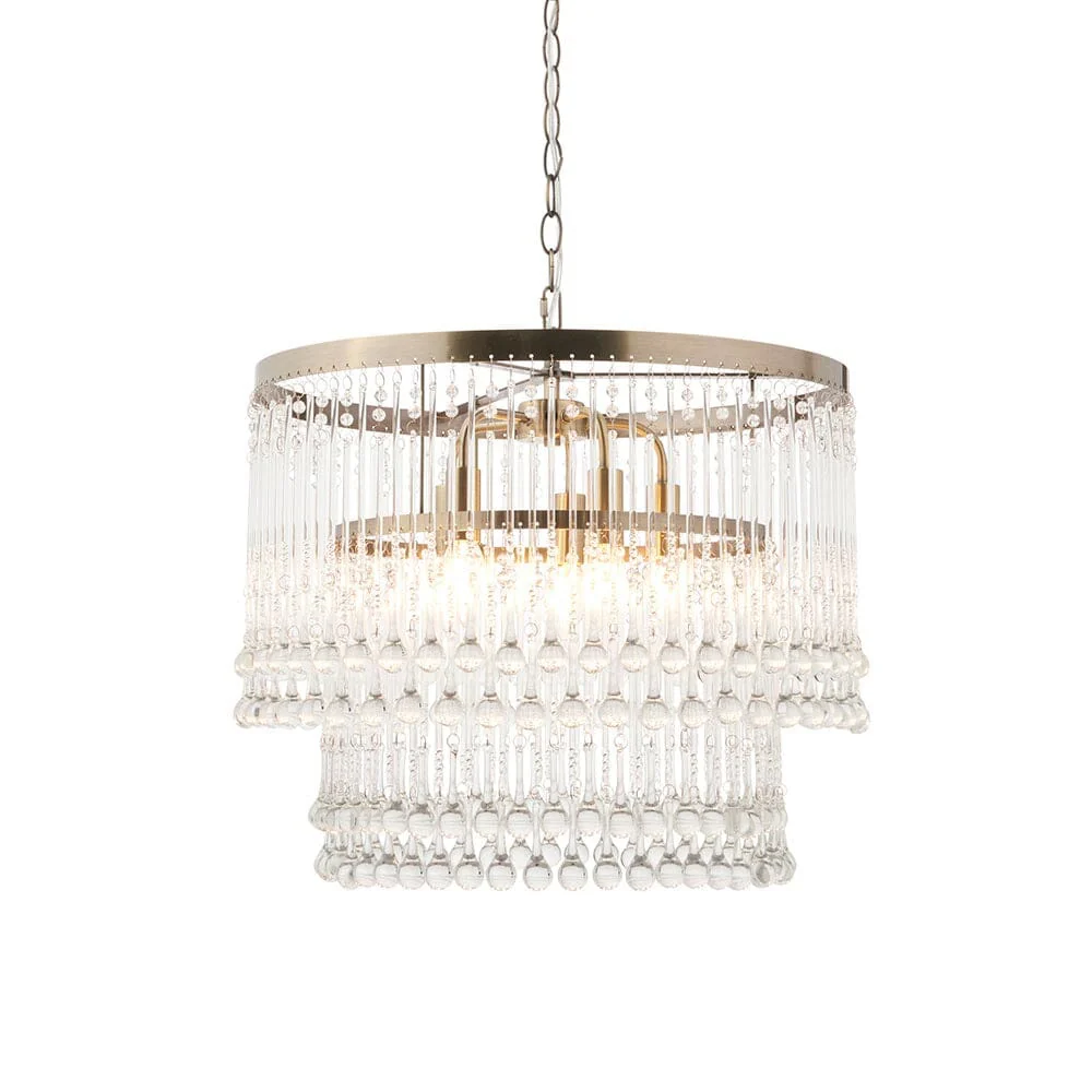 Pippa Large Antique Brass & Clear Glass Droplet Pendant Ceiling Light - Image 2