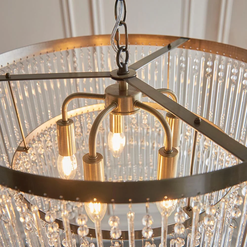Pippa Large Antique Brass & Clear Glass Droplet Pendant Ceiling Light - Image 3