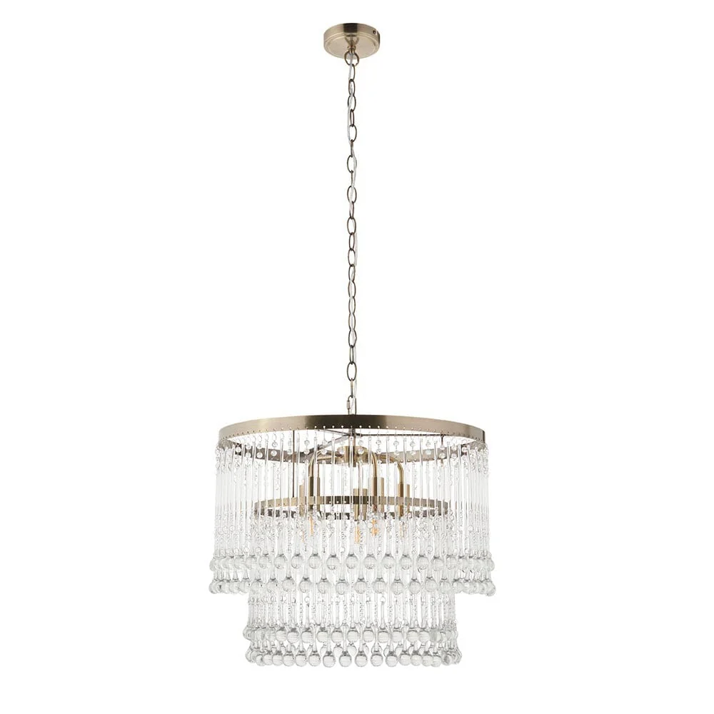 Pippa Large Antique Brass & Clear Glass Droplet Pendant Ceiling Light - Image 5