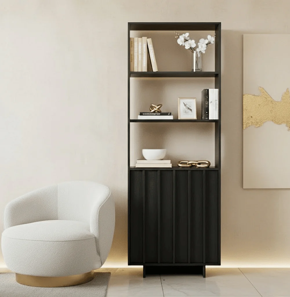 Portia Black Wooden Tall Cabinet