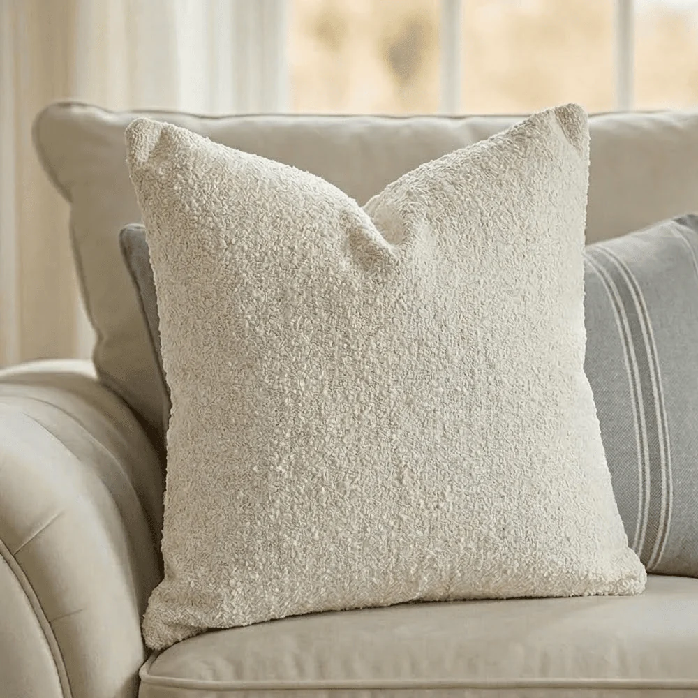 Portofino Cream Boucle Textured Cushion - 56x56cm