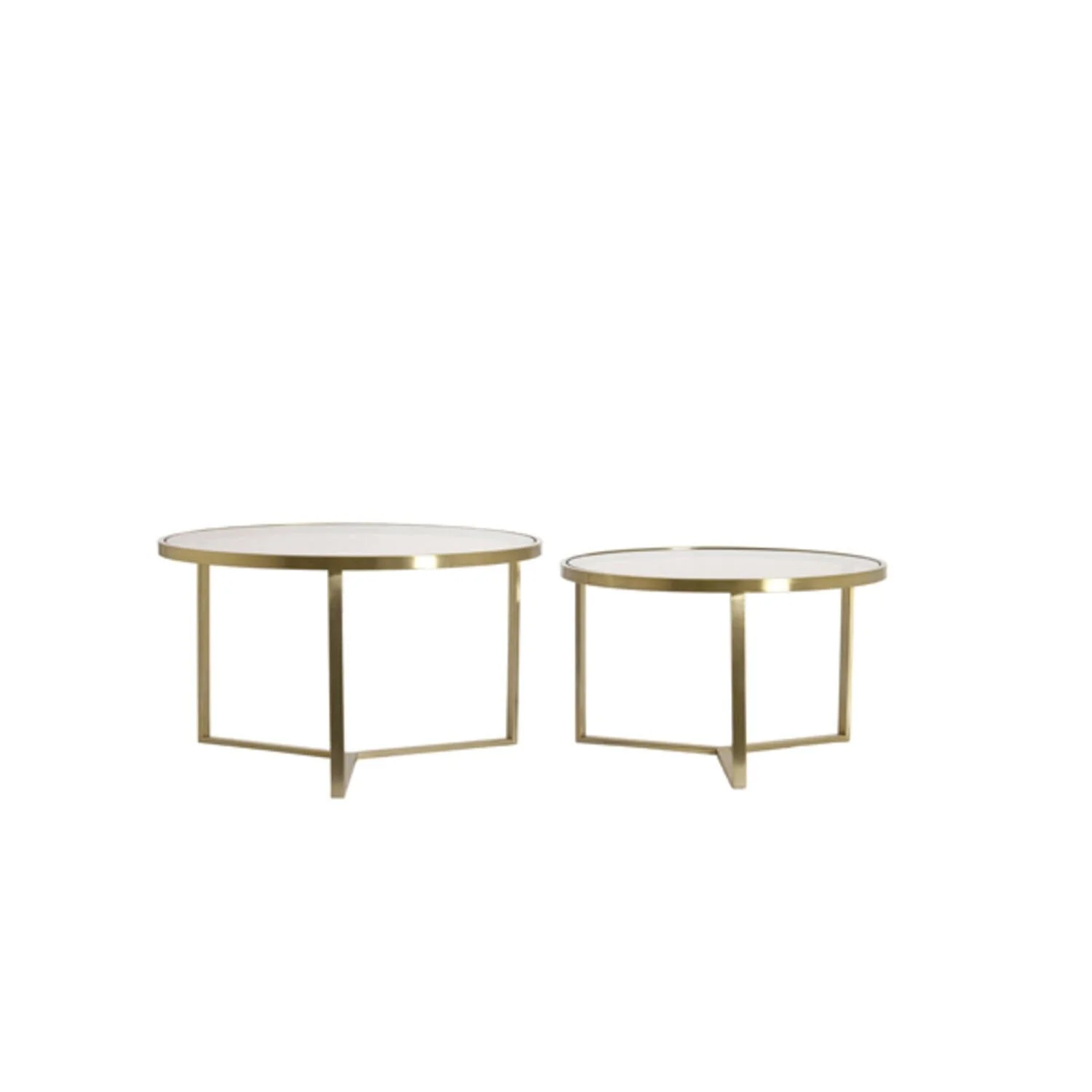 Praiano Light Gold & Glass Round Coffee Tables - Set of 2 - Image 2