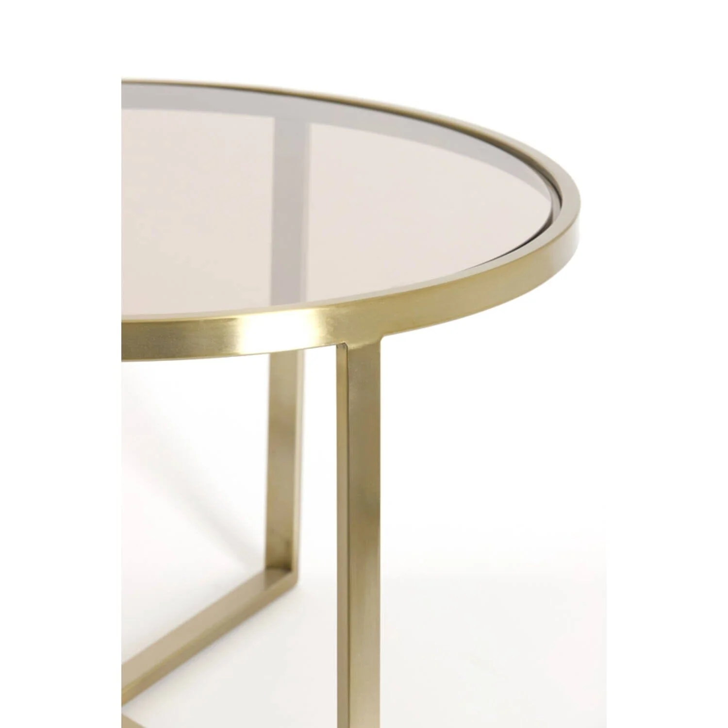 Praiano Light Gold & Glass Round Coffee Tables - Set of 2 - Image 3