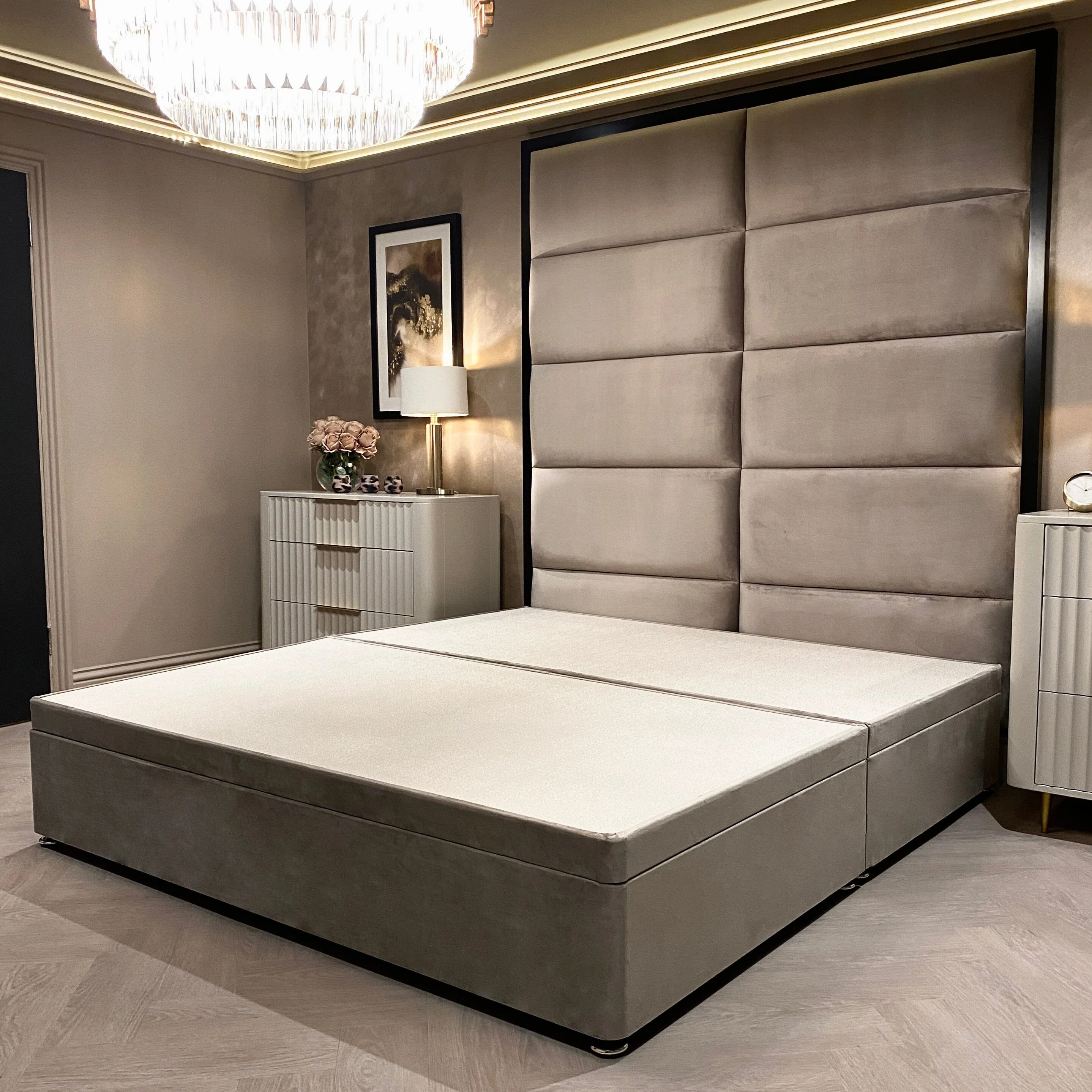 Praline Luxury Velvet Ottoman Divan Bed Base - Image 4