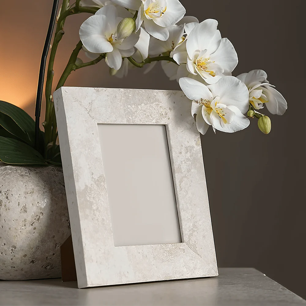 Priscilla White Concrete Effect Photo Frame - 5x7"