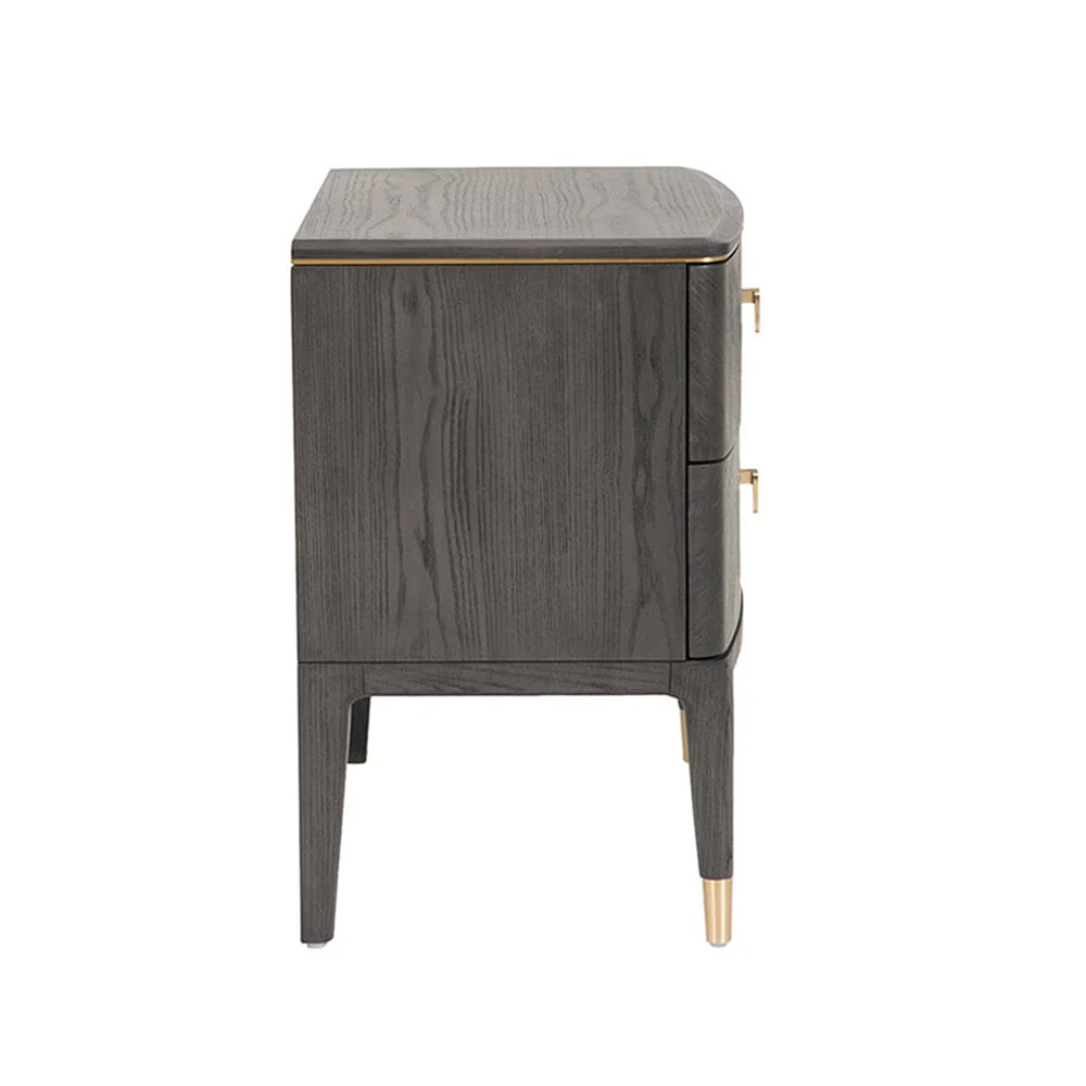 Putney Grey & Gold 2 Drawer Bedside Table - Image 3