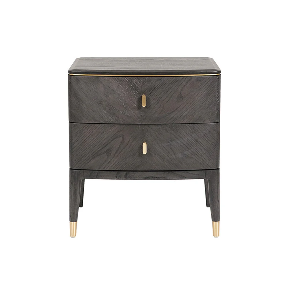 Putney Grey & Gold 2 Drawer Bedside Table - Image 4