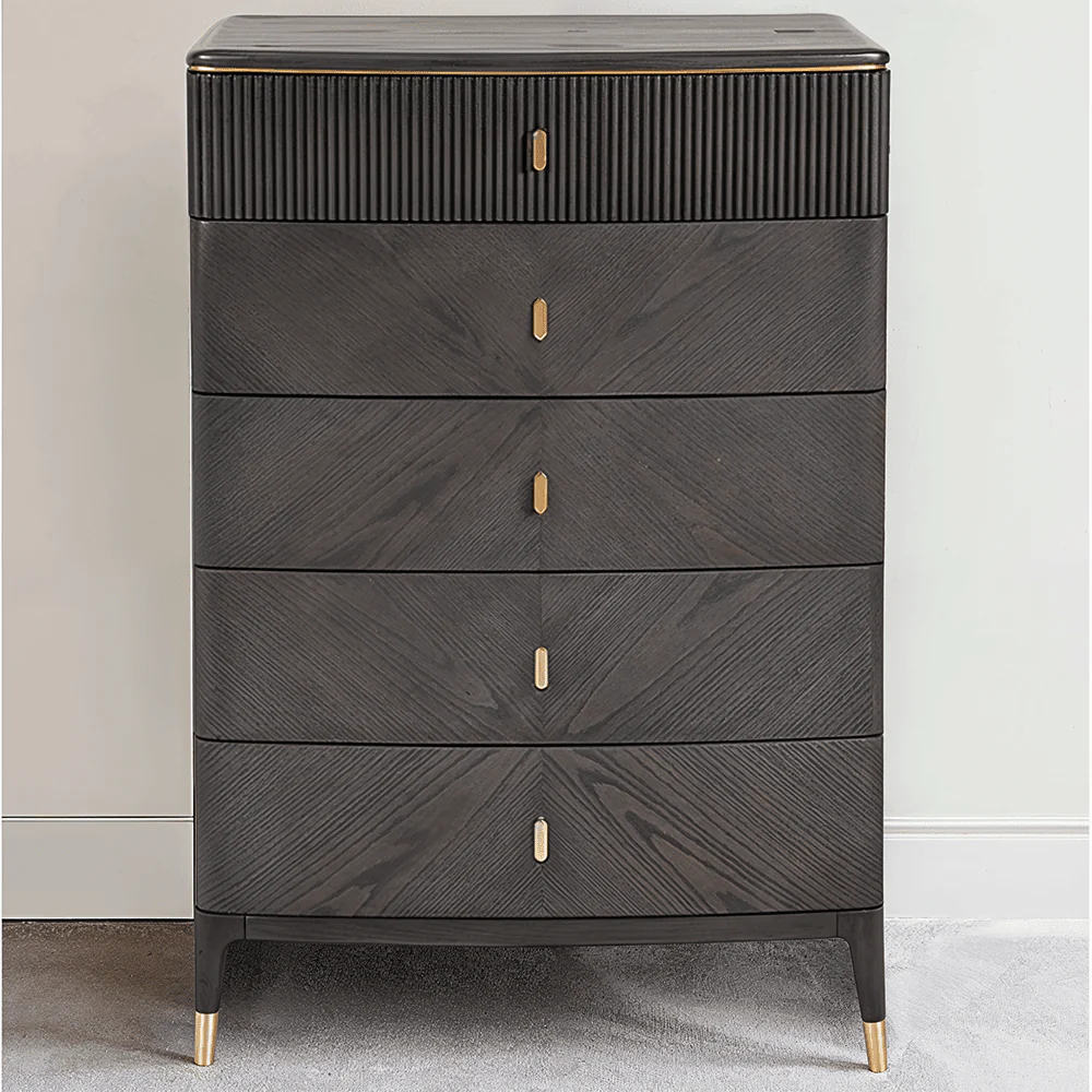 Putney Grey & Gold Tall Chest of Drawers