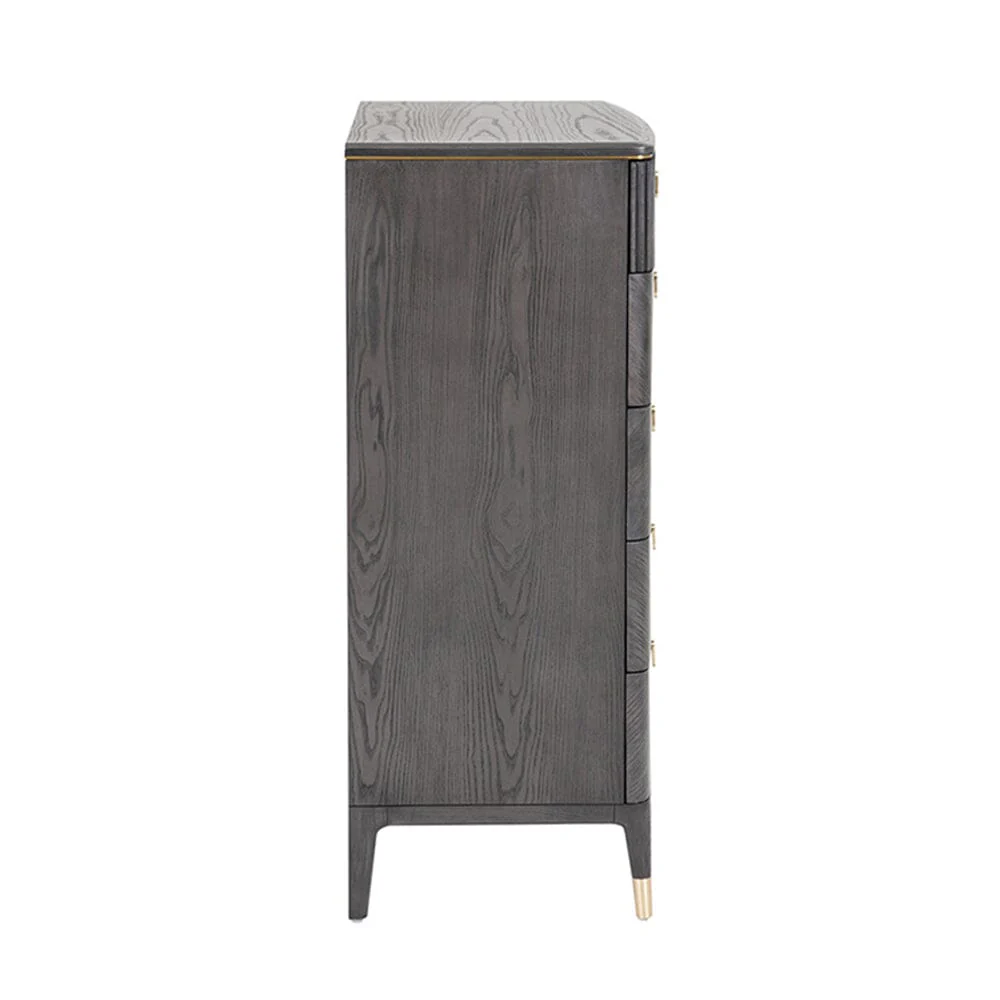 Putney Grey & Gold Tall Chest of Drawers - Image 3